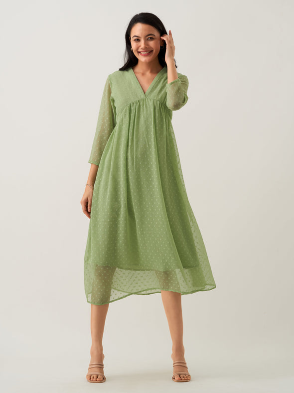 Plain & Solid Butta Work Dress For women