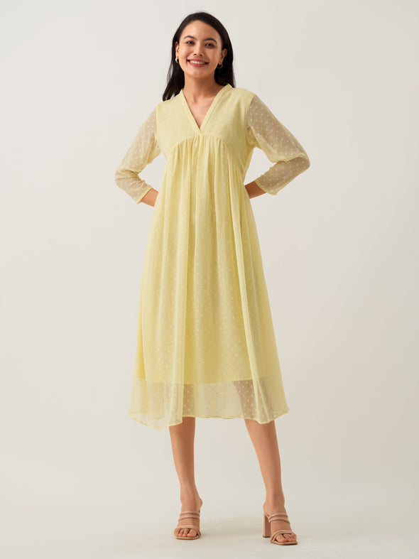 Plain & Solid Butta Work Dress For women