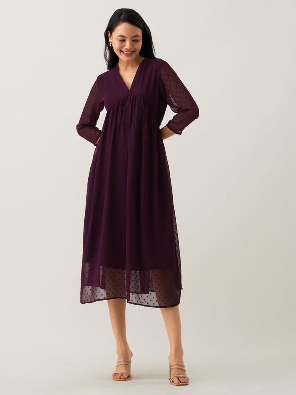 Plain & Solid Butta Work Dress For women