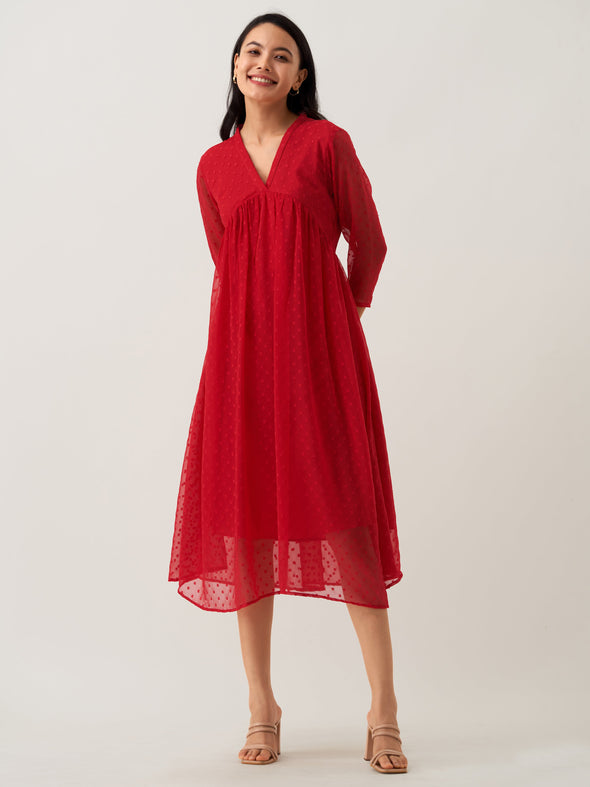 Plain & Solid Butta Work Dress For women