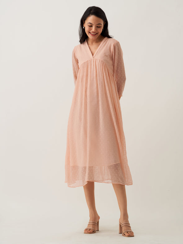 Plain & Solid Butta Work Dress For women