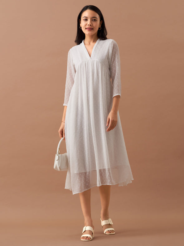 Plain & Solid Butta Work Dress For women