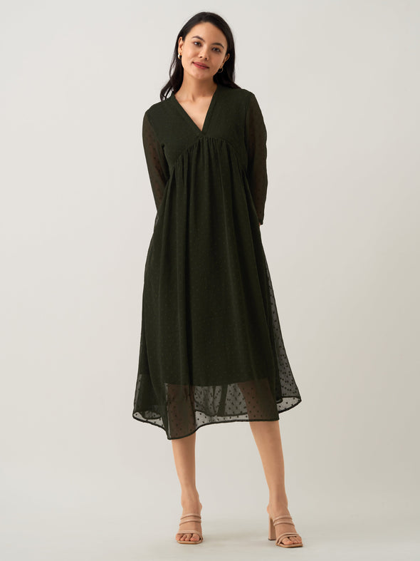 Plain & Solid Butta Work Dress For women
