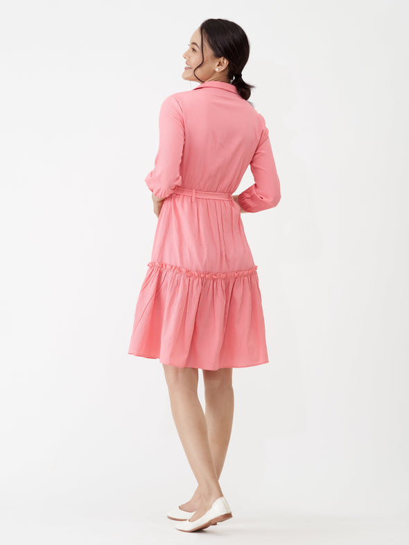 Puff Sleeves Crepe Fit  Flare Dress