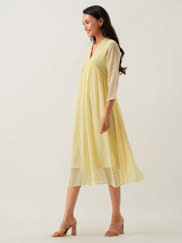 Plain & Solid Butta Work Dress For women