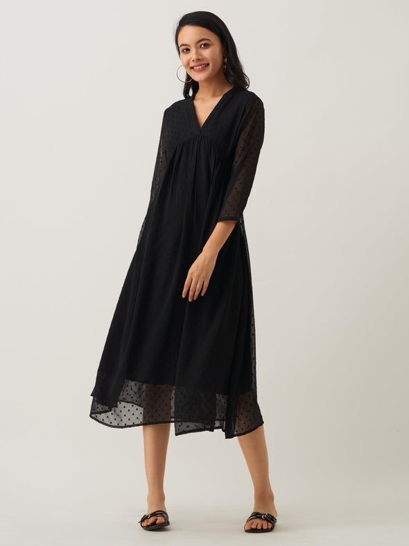 Plain & Solid Butta Work Dress For women