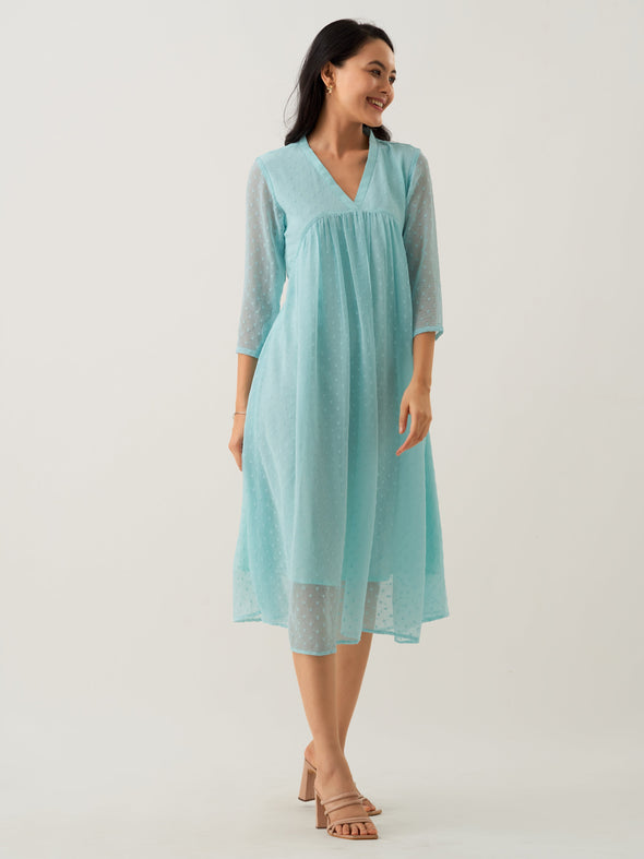 Plain & Solid Butta Work Dress For women