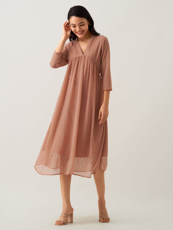 Plain & Solid Butta Work Dress For women