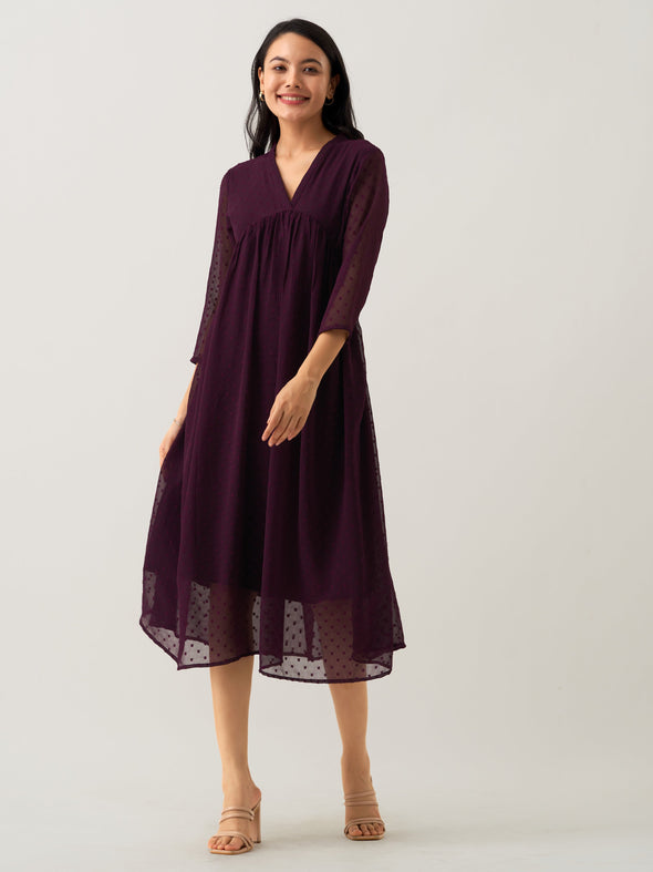 Plain & Solid Butta Work Dress For women