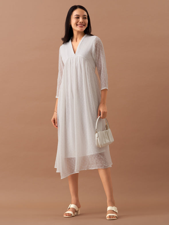 Plain & Solid Butta Work Dress For women