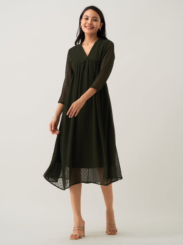 Plain & Solid Butta Work Dress For women