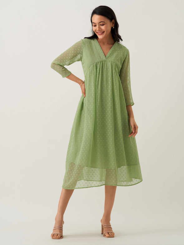 Plain & Solid Butta Work Dress For women