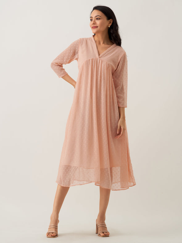 Plain & Solid Butta Work Dress For women