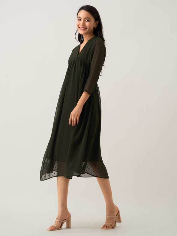 Plain & Solid Butta Work Dress For women