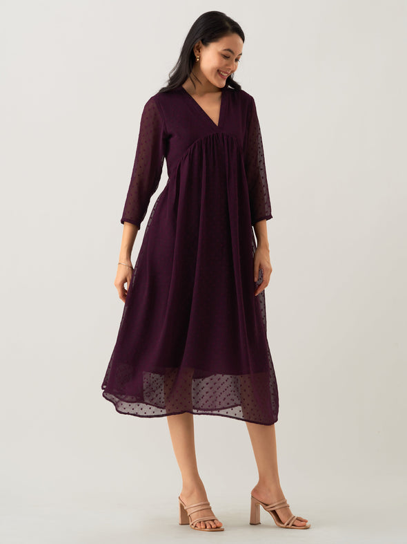 Plain & Solid Butta Work Dress For women