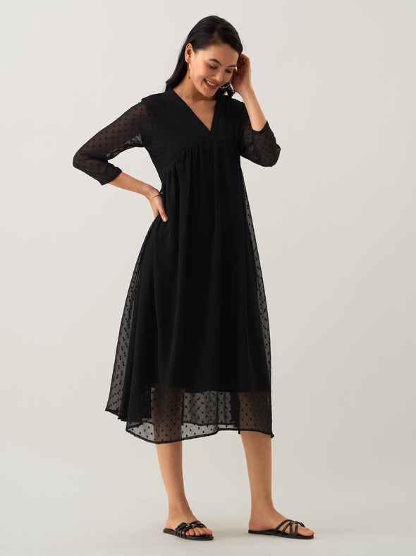 Plain & Solid Butta Work Dress For women