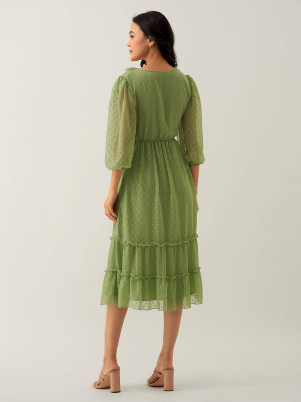 Chiffon Dobby Fit & Flare Dress For Women