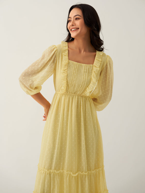 Chiffon Dobby Fit & Flare Dress For Women