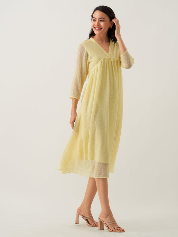 Plain & Solid Butta Work Dress For women