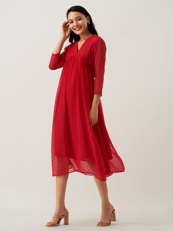 Plain & Solid Butta Work Dress For women