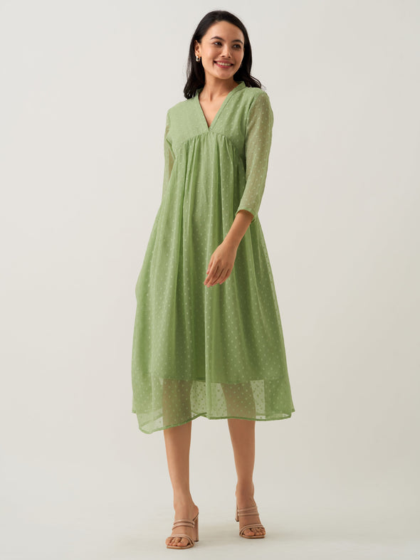 Plain & Solid Butta Work Dress For women