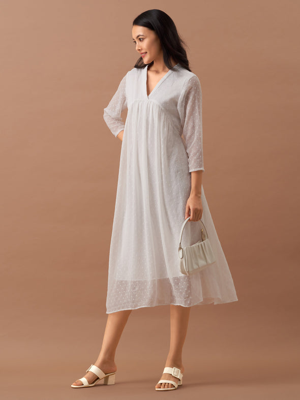 Plain & Solid Butta Work Dress For women