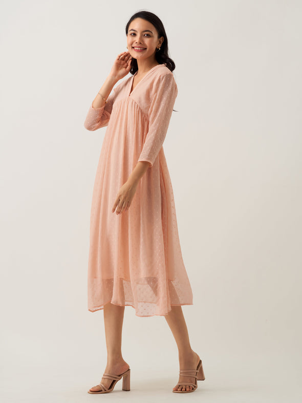 Plain & Solid Butta Work Dress For women