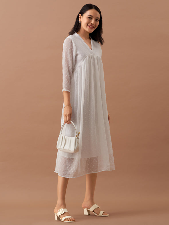 Plain & Solid Butta Work Dress For women