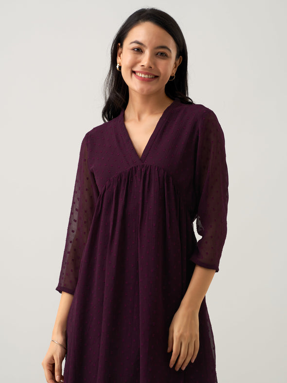 Plain & Solid Butta Work Dress For women