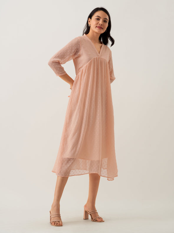 Plain & Solid Butta Work Dress For women