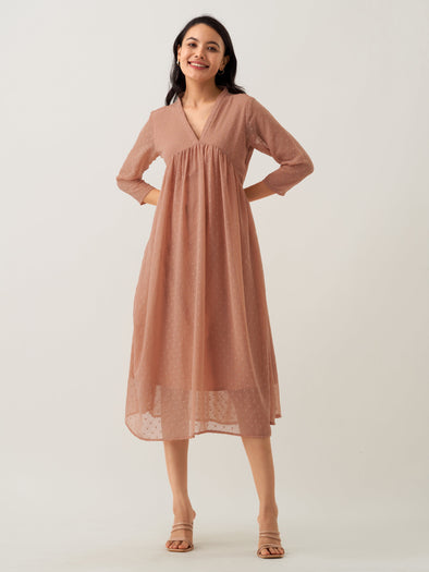 Plain & Solid Butta Work Dress For women