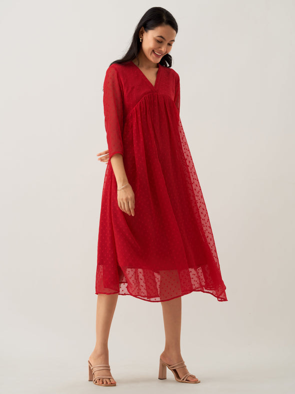 Plain & Solid Butta Work Dress For women