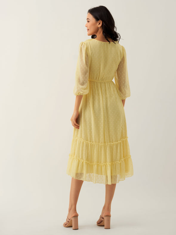 Chiffon Dobby Fit & Flare Dress For Women