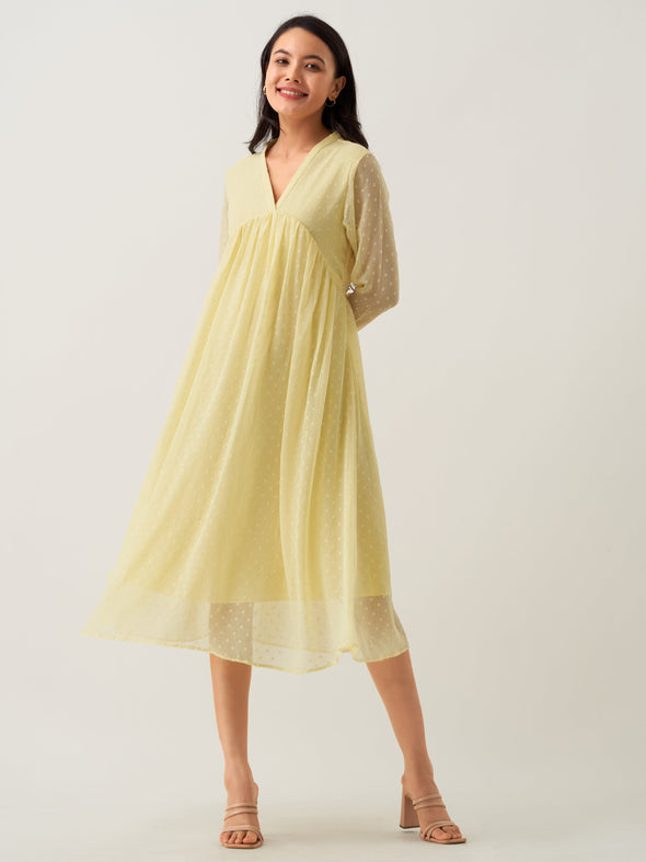 Plain & Solid Butta Work Dress For women