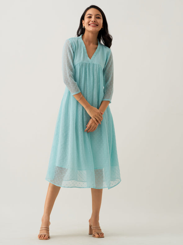 Plain & Solid Butta Work Dress For women