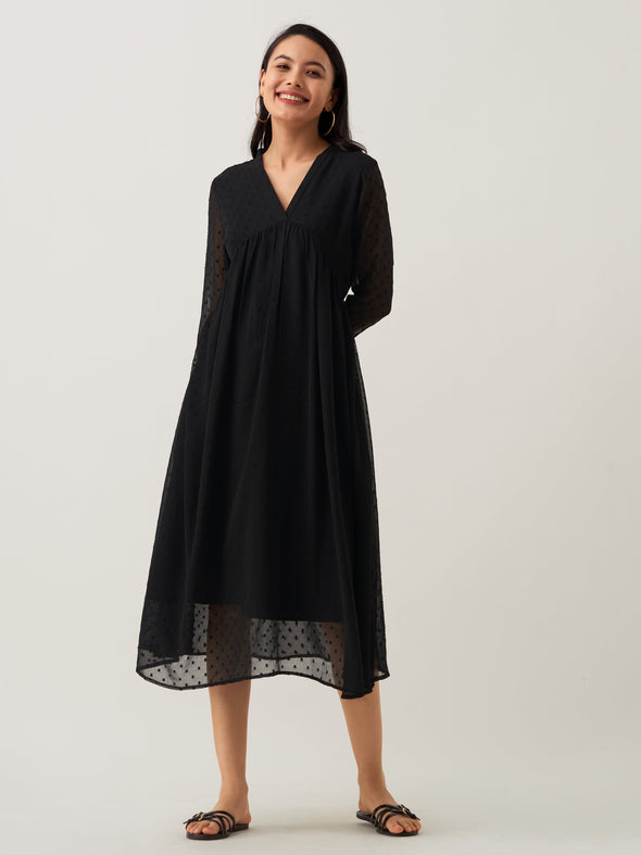 Plain & Solid Butta Work Dress For women