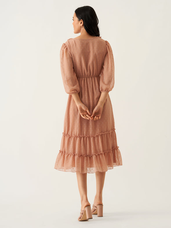 Chiffon Dobby Fit & Flare Dress For Women