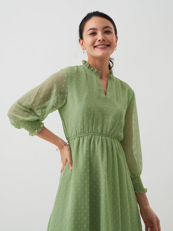 Women Chiffon Dobby Fit & Flare Dress