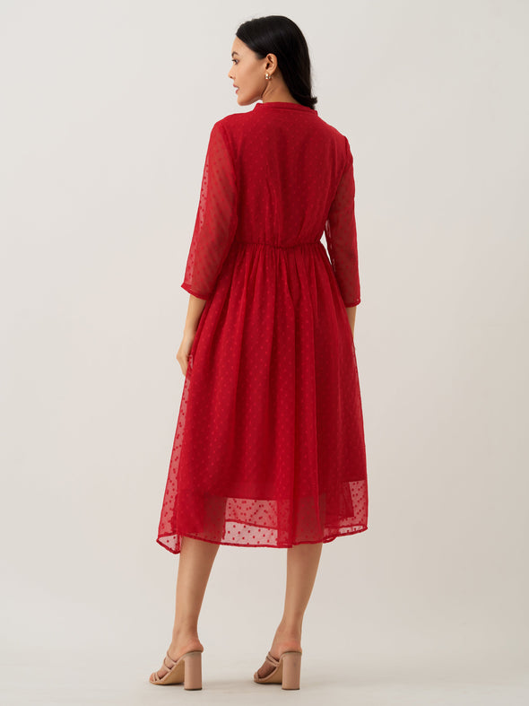 Plain & Solid Butta Work Dress For women