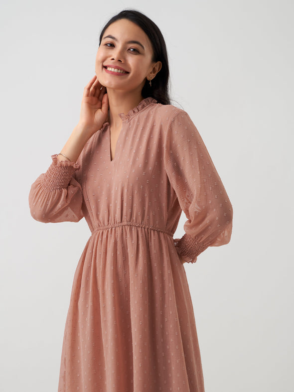 Women Chiffon Dobby Fit & Flare Dress