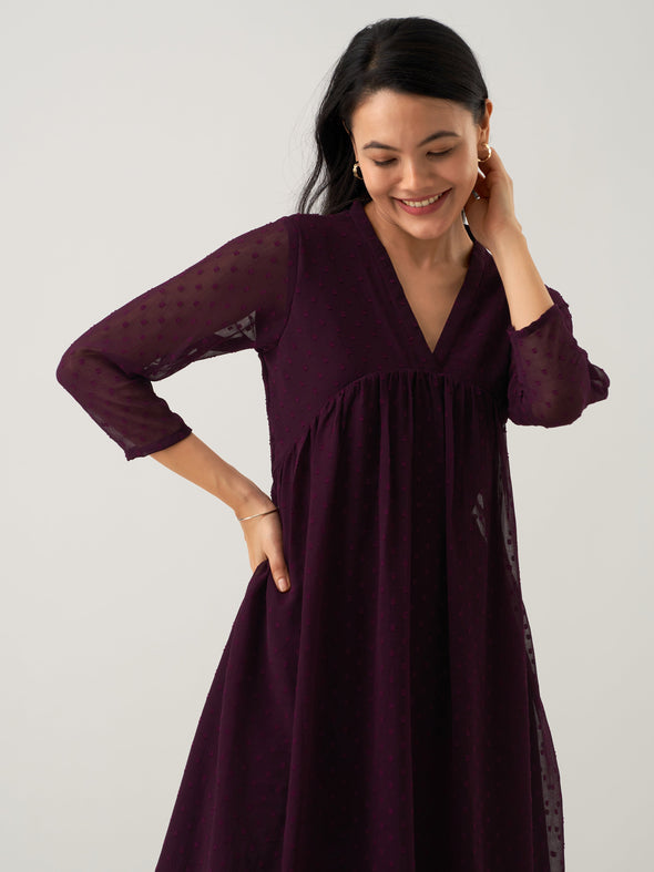 Plain & Solid Butta Work Dress For women