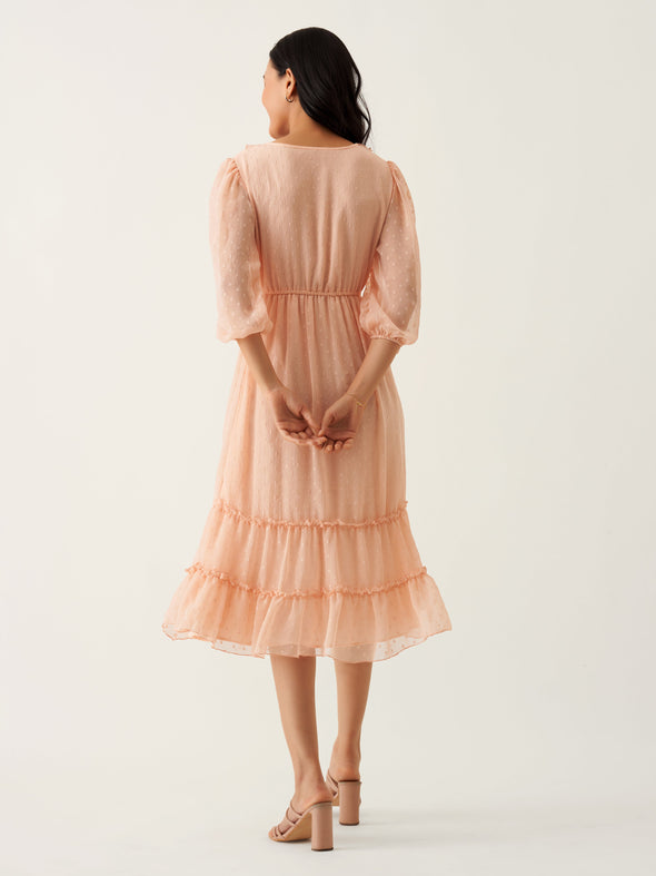 Chiffon Dobby Fit & Flare Dress For Women