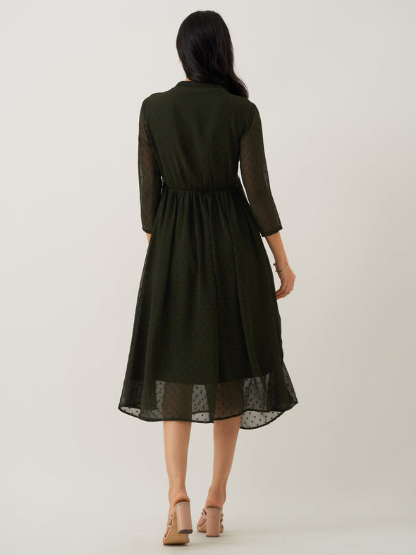 Plain & Solid Butta Work Dress For women