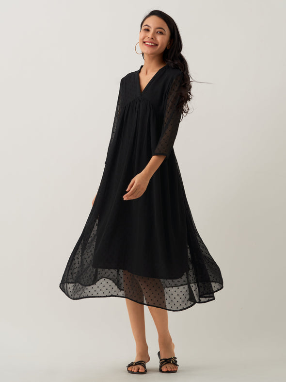 Plain & Solid Butta Work Dress For women