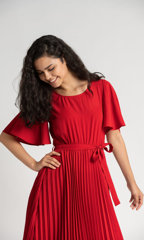 Round Neck Below Knee Western Dress