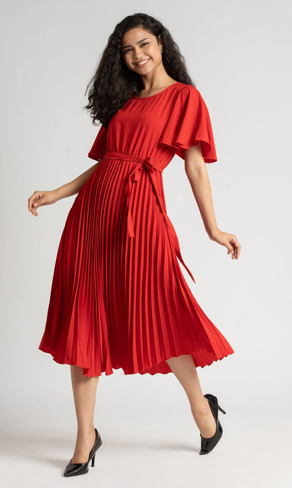 Round Neck Below Knee Western Dress