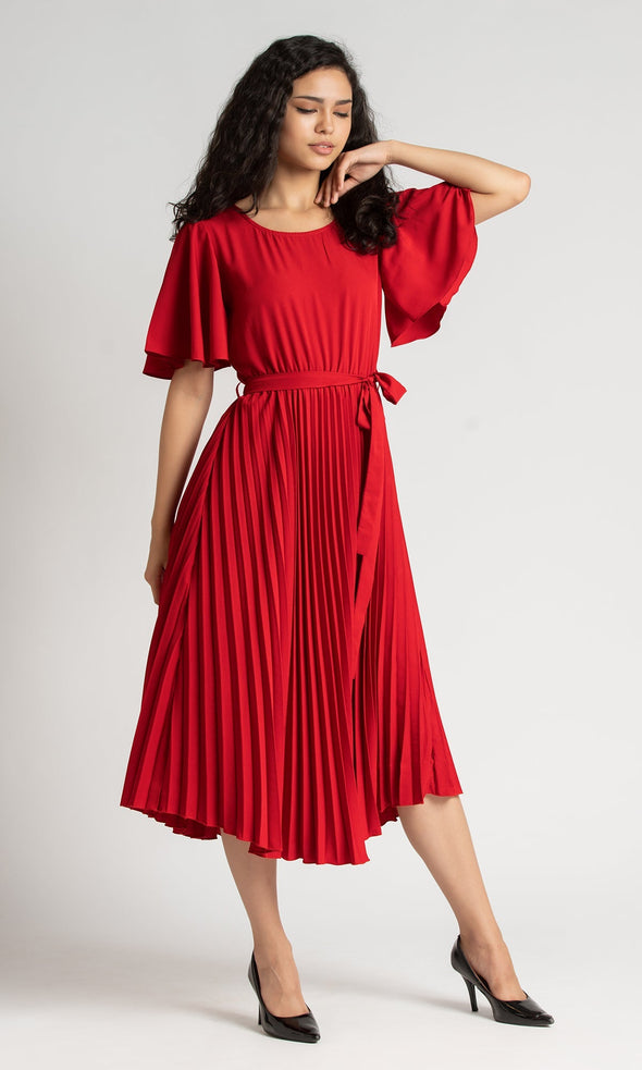 Round Neck Below Knee Western Dress