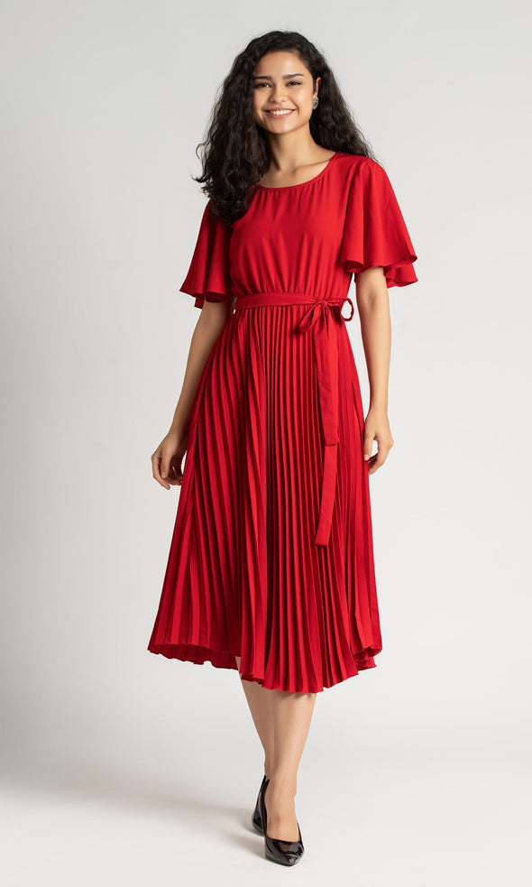 Round Neck Below Knee Western Dress