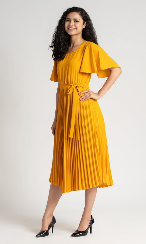 Round Neck Below Knee Western Dress