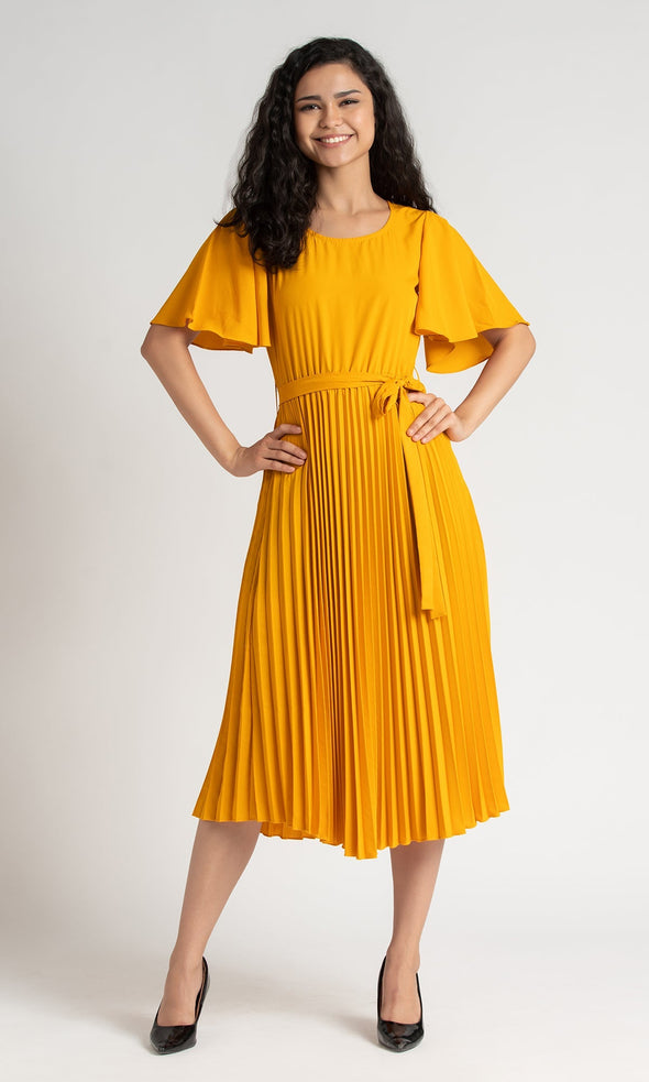 Round Neck Below Knee Western Dress